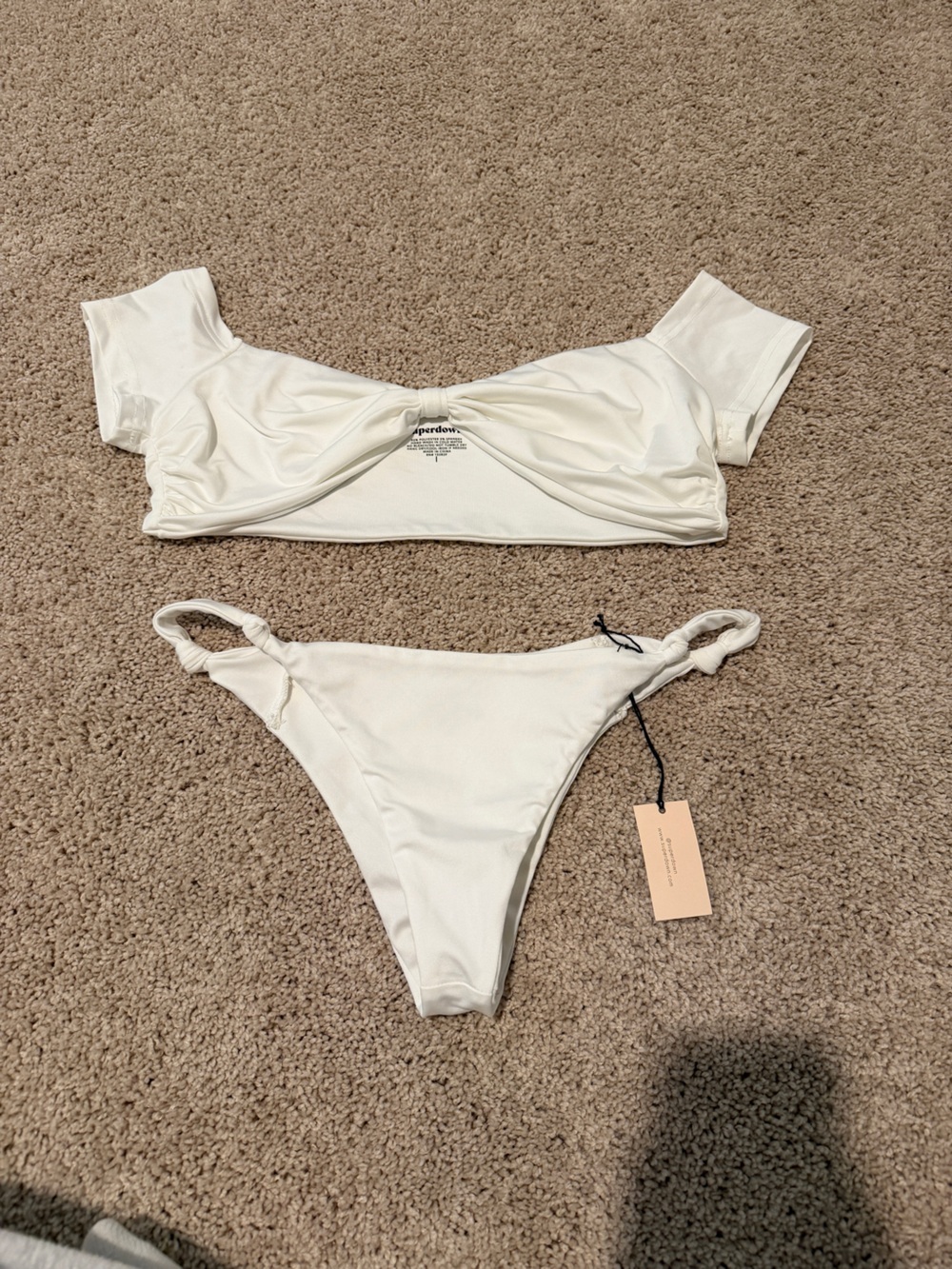superdown White Off-Shoulder Bikini Set